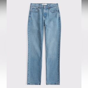 Abercrombie The 90s Straight Mid Rise Women’s Size 27 Regular Blue Raw Hem